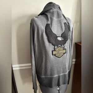 Distressed Harley Davidson full-zip hoodie and HD tank top